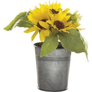 image:imagePrimitives by Kathy Faux Sunflowers Metal Gardening Bucket Planter