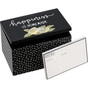 image:imagePrimitives by Kathy Lemon Branch Design Happiness is Homemade Black amp White Decorative Wooden Recipe Box