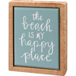 image:imagePrimitives By Kathy 113432 The Beach is My Happy Place Mini Box Sign 4inch Length Wood