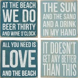 image:imagePrimitives By Kathy Box Sign Coasters Set of 4 Beach Blue