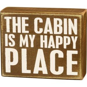 image:imagePrimitives by Kathy 21443 Rustic Brown Box Sign 5 x 4 My Happy Place