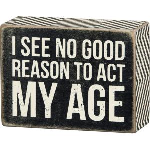 image:imagePrimitives by Kathy 23474 Chevron Trimmed Box Sign 4 x 3Inches Act My Age Neutral