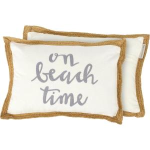 image:imagePrimitives by Kathy Beach Time Decorative Throw Pillow Jute White 15 Length x 10 Height