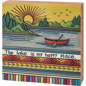 image:imagePrimitives by Kathy Block SignThe Lake is My Happy Place 4 x 4 x 1 Multicolor