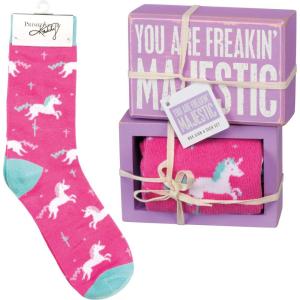 image:imagePrimitives by Kathy Decorative Box Sign amp Pair of Socks Gift Set  You are Freakin Majestic