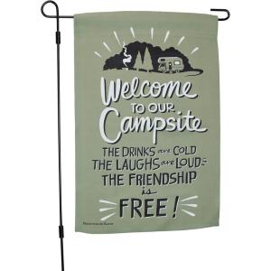 image:imagePrimitives by Kathy Drinks Are Cold Garden Flag Double Sided Lake amp Cabin Collection fun campingtheme sentiment