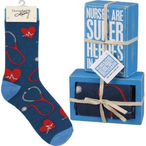 image:imagePrimitives by Kathy Nurses Are Super Heroes In Disguise Home Dcor Sign And Sock Gift Set