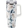 image:imagePrimitives by Kathy Travel Mug  Artistic Design Various Sea Creatures in a deep nautical color palette