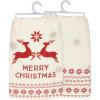 image:imagePrimitives by Kathy Decorative Kitchen Towel  Merry Christmas Nordic Inspired Reindeer Design