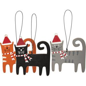 image:imageChristmas Cat Ornaments  Wood Wire SIZE 325in x 350in set of 3