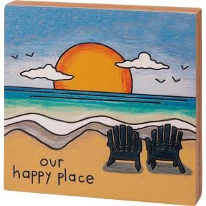 image:imagePrimitives By Kathy 112822 Our Happy Place Block Sign 6inch Square