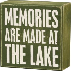 image:imagePrimitives by Kathy 21111 Olive Green Box Sign Memories are Made at The Lake