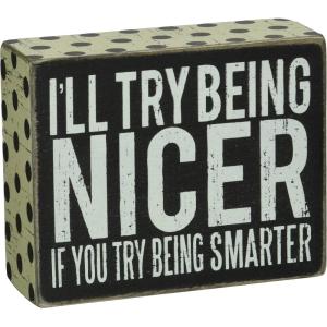 image:imagePrimitives by Kathy 21368 Polka Dot Trimmed Box Sign 4 x 5Inches Being Nicer