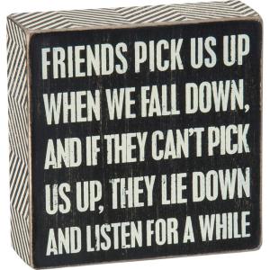 image:imagePrimitives by Kathy 25168 Chevron Trimmed Box Sign 5 x 5Inches Friends Pick Us Up