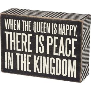 image:imagePrimitives by Kathy 31134 Chevron Trimmed Box Sign 550 x 4 x 175 Queen Is Happy Black