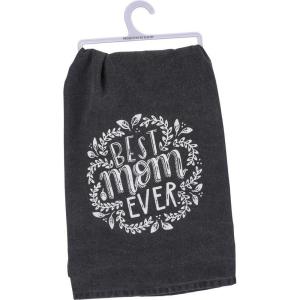 image:imagePrimitives by Kathy 35305 Black and White Distressed Dish Towel 28 x 28 Best Mom Ever