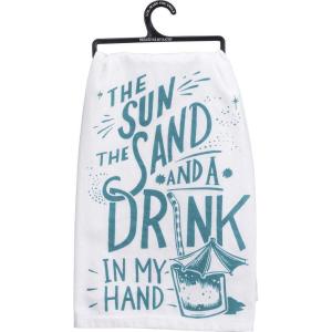 image:imagePrimitives by Kathy 35662 LOL Made You Smile Dish Towel 28 Drink in Hand