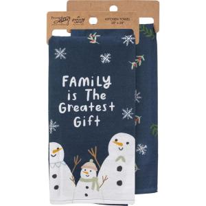 image:imagePrimitives by Kathy Decorative Kitchen Towel  Whimsical Snow Family Greatest Gift