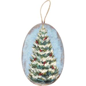 image:imagePrimitives by Kathy Ornament  Cardinal Tree Winter Scene red Cardinals in Snowy TreeCharming Artistic SceneUnique ArtworkXmas dcorWall Hanging dcor