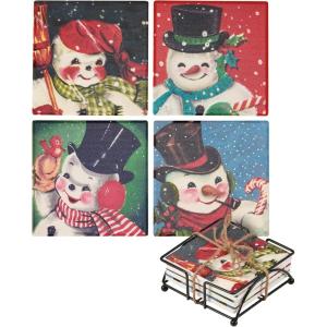 image:imagePrimitives by Kathy Retro Snowmen Coaster Set