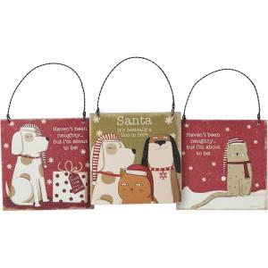 image:imagePrimitives by Kathy Sassy Pets Ornament Set Christmas Ornament Holiday Dcor Hanging Tree Decorations Festive Dog Themed GiftPet Lover Humor