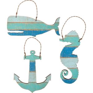 image:imagePrimitives by Kathy Slat Sea Creatures Hanging Ornament Set of 3