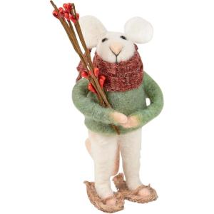image:imagePrimitives by Kathy Snowshoe Mouse Felt Collectible Critter 475Inch Mouse with Woven Jute Snowshoes and Red Scarf  Rustic Winter Sport Tiered Tray Mantel Shelf amp Tree Decor
