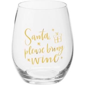 image:imagePrimitives by Kathy Stemless Wine Glass  Santa Please Bring Wine