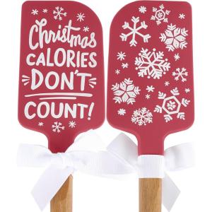 image:imagePrimitives by Kathy doublesided silicone novelty cooking spatula from our Christmas CollectionChristmas Calories Dont Count sentimentsnowflake designs on frontvarious snowflake designs on back