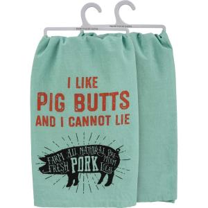 image:imagePrimitives by Kathy A Cow A Pig and A Chicken Walk Into A Barbeque The End Decorative Kitchen TowelMulticolor