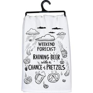 image:imagePrimitives by Kathy Decorative Kitchen Towel  Raining Beer with a Chance Pretzels