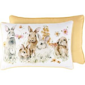image:imagePrimitives by Kathy Flower Bunnies Throw Pillow 18 x 12 Multicolor