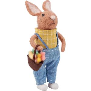 image:imagePrimitives by Kathy Food Basket Bunny Collectible Felt Critter 45inch Handmade with Vegetable Basket amp Suspenders  Tiered Tray Shelf or Tablescape Display with Our Other Spring amp Easter Decor