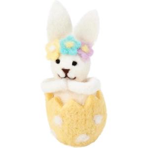 image:imagePrimitives by Kathy Hatched Egg Bunny Collectible Felt Critter 425inch Handmade Bunny Figurine with Fabric Pastel Colored Floral Headband  Spring amp Easter Tiered Tray Shelf or Tablescape Decor