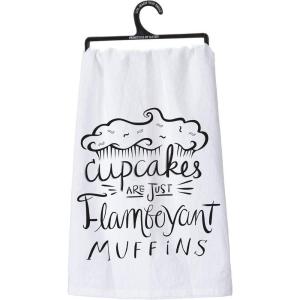 image:imagePrimitives by Kathy LOL Made You Smile Dish Towel 28 x 28 CottonWhite BlackCupcakes Are