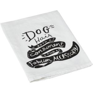 image:imagePrimitives by Kathy LOL Made You Smile Dish Towel 28 x 28 CottonWhite BlackDog Hair