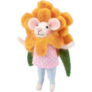 image:imagePrimitives by Kathy Yellow Flower Mouse Collectible Felt Critter 5inch Handmade Spring Mouse Figurine with Fabric Shirt  Whimsical Spring amp Easter Tiered Tray Shelf or Tablescape Decor