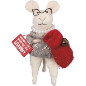 image:imagePrimitives by Kathy Collectible Critter Who Needs Santa When You Have Grammy Cute Grandma Gift Idea Grammy Mouse Holding Santa Sack with Bell Accent Coordinates with Christmas Home Dcor