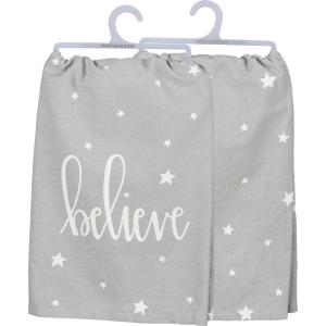 image:imagePrimitives by Kathy Decorative Kitchen Towel  Believe Hand Illustrated Magical Snowflake Design
