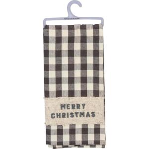 image:imagePrimitives by Kathy Decorative Kitchen Towel  Merry Christmas Farmhouse Collection Inspired Plaid Design