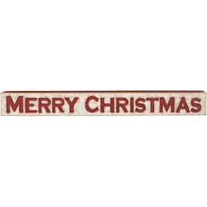 image:imagePrimitives by Kathy Distressed Red and White Carved Sign Merry Christmas