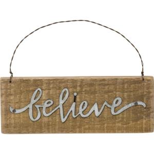 image:imagePrimitives by Kathy Slat Wood Ornament Believe
