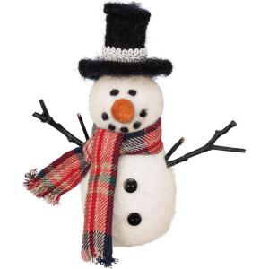 image:imagePrimitives by Kathy Top Hat Snowman Collectible Critter  5 Inch Fabric amp Wood Tabletop Decor Rustic Winter Holiday Figurine for Christmas Shelves amp Mantels