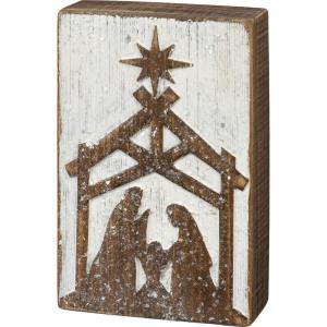 image:imagePrimitives by Kathy Wooden Nativity Home Dcor Sign White