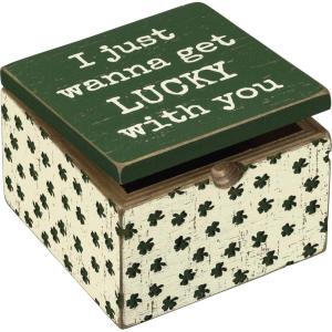 image:imagePrimitives by Kathy 108853 I Just Wanna Get Lucky with You Hinged Box 4inch High Wood