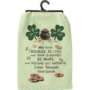 image:imagePrimitives by Kathy Decorative Kitchen Towel  Green with St Patricks Day Irish Blessing May Your Troubles Be Less and Your Blessings Be More