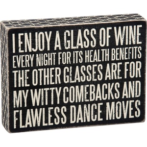 image:imagePrimitives by Kathy 18066 Box Sign 7 x 25 All You Need is a Bottle of WineGlass Of Wine