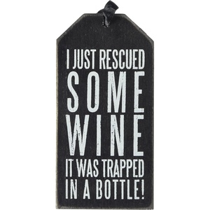 image:imagePrimitives by Kathy 21269 Floral Trimmed Wooden Wine Bottle Tag Rescued