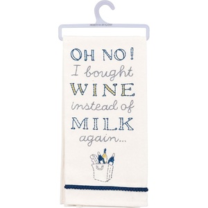 image:imagePrimitives by Kathy Embroidered Dish Towel 18 x 26Inches Wine Instead of MilkWine Instead of Milk