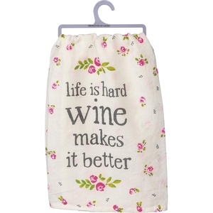 image:imagePrimitives by Kathy Embroidered Dish Towel 18 x 26Inches Wine Instead of MilkWine Makes It Better